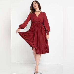 Eloquii burgundy long sleeve dress
